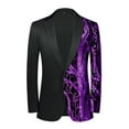 thumbnail image 2 of Txeol Sequin Suit Jacket Men Long Sleeve One Button Sport Coats Shiny Prom Wedding Blazers 2025,Purple,XL, 2 of 9