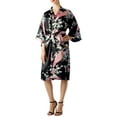 thumbnail image 2 of iB-iP Women's Peacock And Plum Blossom Fashion Japanese Kimono Style Midi Robe, 2 of 6