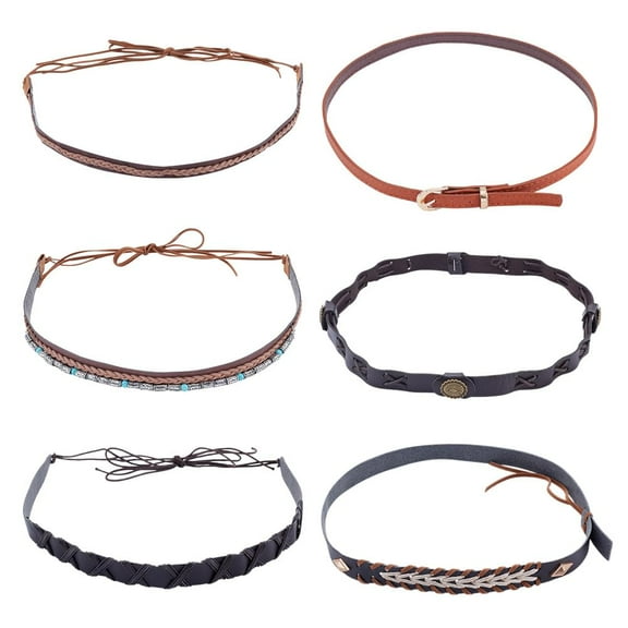 6Pcs Cowboy Hat Bands Braid Leather Hat Bands Leather Hatbands Belt Adjustable Decorative Hats Accessories