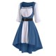 thumbnail image 1 of Mujeres cuello cuadrado manga linterna Color bloque Patchwork para mujeres vestidos casuales gótico Retro Midi vestido Pompotops ghjkhdj13740, 1 of 7