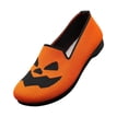thumbnail image 3 of Willtoo Halloween Shoes for Women Pumpkin Ghost Pattern Loafers Soft Knitted Slip on Flats, 3 of 5