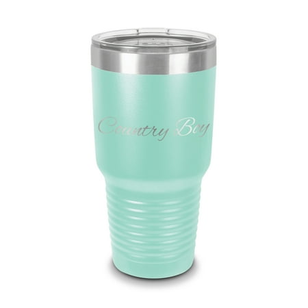 

Country Boy Tumbler 30 oz - Laser Engraved w/ Clear Lid - Stainless Steel - Vacuum Insulated - Double Walled - Travel Mug - rebel hunting - Teal