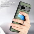 thumbnail image 6 of Carbon Fiber Patterned Case for Google Pixel 7, Wallet case with [360°Rotation Ring Kickstand] Credit Card Holder,PU Leather Shockproof Cover Women Men for Google Pixel 7, Green, 6 of 8