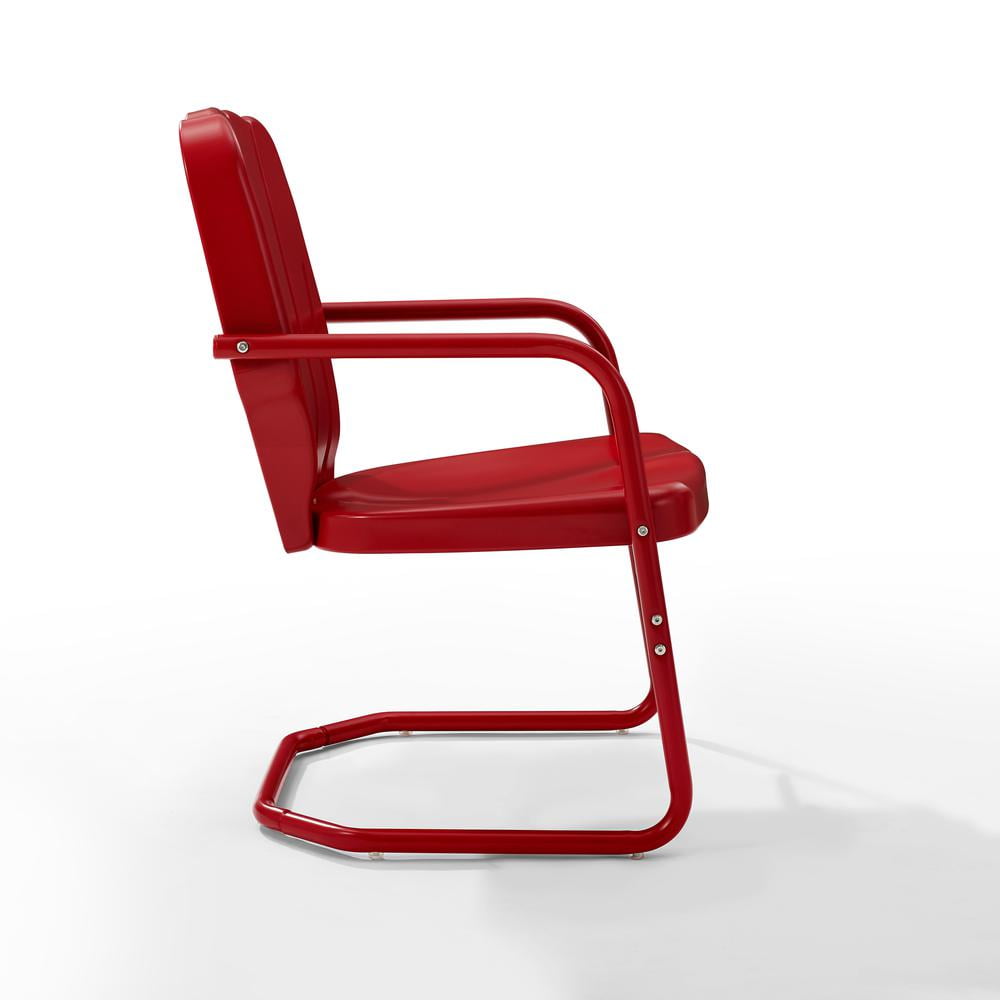 Crosley Furniture Ridgeland Metal Patio Chair in Bright Red Gloss (Set of 2)