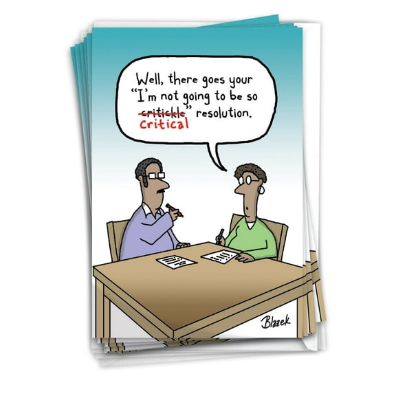 NobleWorks, Critical Resolution - 12 Funny New Year Cards Boxed - Bulk Set, C10172NYG-B12x1