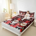 thumbnail image 4 of Manfei Christmas Gnome Kids Bed Sheets, Black Red Buffalo King Sheets, Kawaii Santa Claus Sheet Set, Breathable Home Decor, 4pcs, 4 of 7