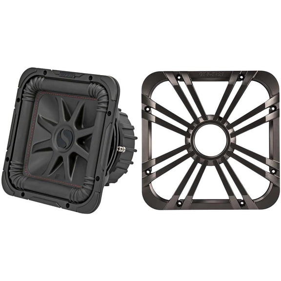 Kicker 45L7R104 L7R 10-Inch (25cm) Subwoofer, Dual Voice Coil, 4-Ohm w/ Charcoal LED Grill Bundle