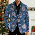 thumbnail image 5 of oelaio Men's Ugly Christmas Blazer Corduroy Xmas Print Holiday Party Jacket Two Button Slim Fit Business Office Blazers with Pockets Blue S, 5 of 8