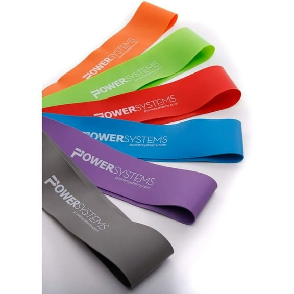 Power Systems Versa-Loop 9 Inch Mini Portable Exercise Resistance Bands with Kit (6-Piece)