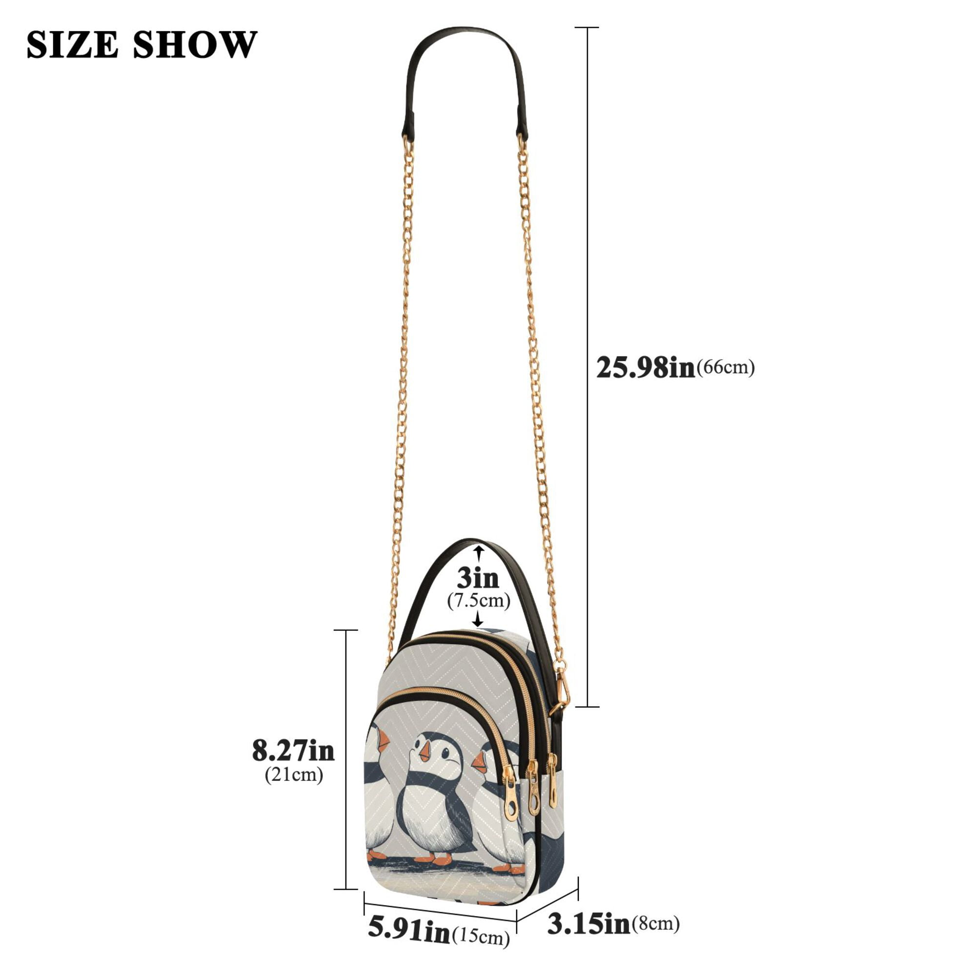 FORMRS Crossbody Bag for Women Quilted Travel Shoulder Cell Phone Purse with Chain Strap Handbag, Cute Puffin
