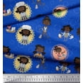 thumbnail image 2 of Soimoi Blue Poly Georgette Fabric Circle,Cook & Working Girl Print Fabric by Yard 52 Inch Wide, 2 of 3