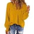 thumbnail image 3 of QNANSPI Long Sleeve Shirts for Women, Womens Casual Tops, Women's Solid Color V Neck Long Sleeve Top Lace Patchwork Ruched Sleeve Casual Daily Top, 3 of 6