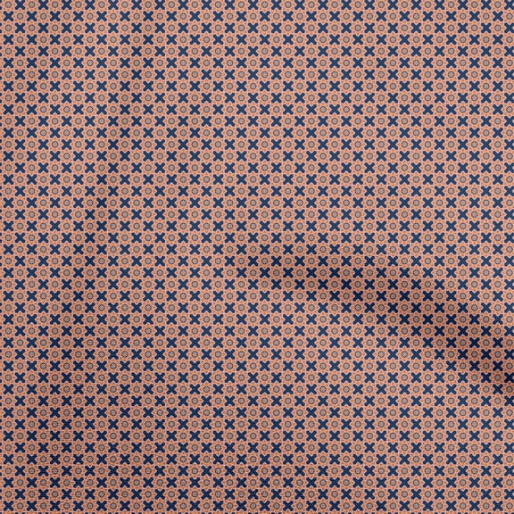 oneOone Polyester Spandex Orange Fabric Asian Tile Diy Clothing Quilting Fabric Print Fabric By Yard 56 Inch Wide