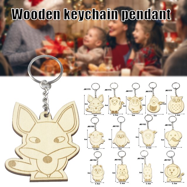 CAROOTU Wooden Keychain Cute Cartoon Animals Keyring Personalized Key Crafts Pendant for Backpack Handbag Wallet Decor New