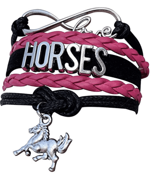 Horse Lovers Equestrian Jewelry Girls Horse Charm Infinity Bracelet 