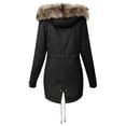 thumbnail image 2 of Winter Clearance Deals PITAUCE Women's Winter Zipper Fleece Lined Hooded Jacket,Fur Trimmed Hood Jacket Thick Fleece Coats Warm Long Sleeve Jacket Black 3XL, 2 of 3