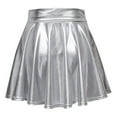 thumbnail image 5 of RUTAYY Women Casual Fashion Shiny Metallic Flared Pleated A-Line Mini Skirt Solid Color Flowy Swing Pleated Beach Skirts, 5 of 8