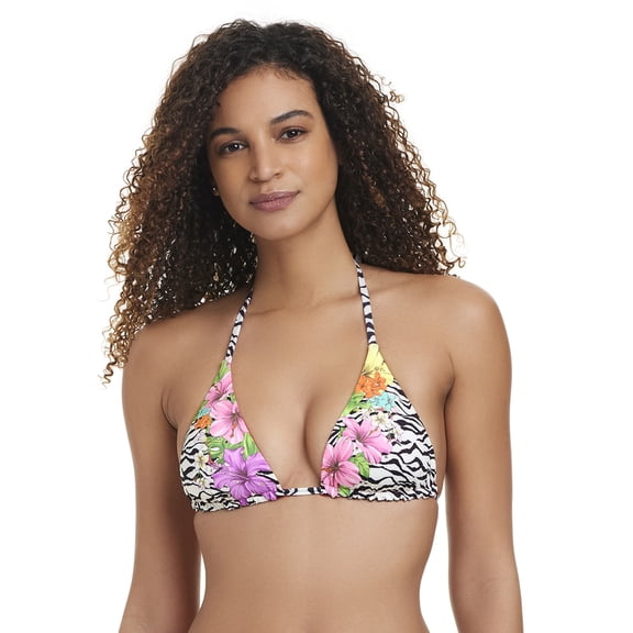 Jessica Simpson Women's Zebra Floral Reversible Bikini Top, Sizes XS-2XL