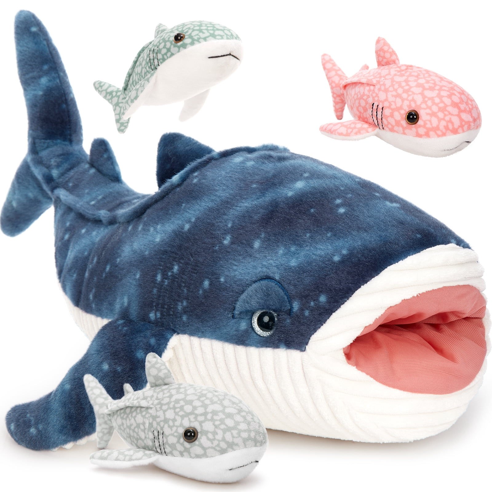 MaoGoLan 4pcs Whale Shark Stuffed Animals 21'' Big Whale Shark Plush Toy with 3 Plush Whale Sharks Inside