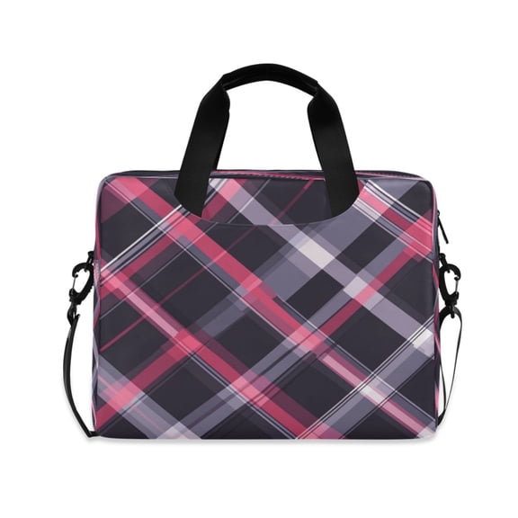 16" Laptop Tote Bag Laptop Sleeve Case Computer Briefcase for Work & Travel Gray and Purple Plaid