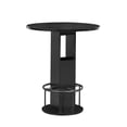 thumbnail image 5 of 3-Piece Round Bar Table and Stool Set 31.5-Inch Compact Wooden Dining Set with Metal Ring Footrest Black, 5 of 10