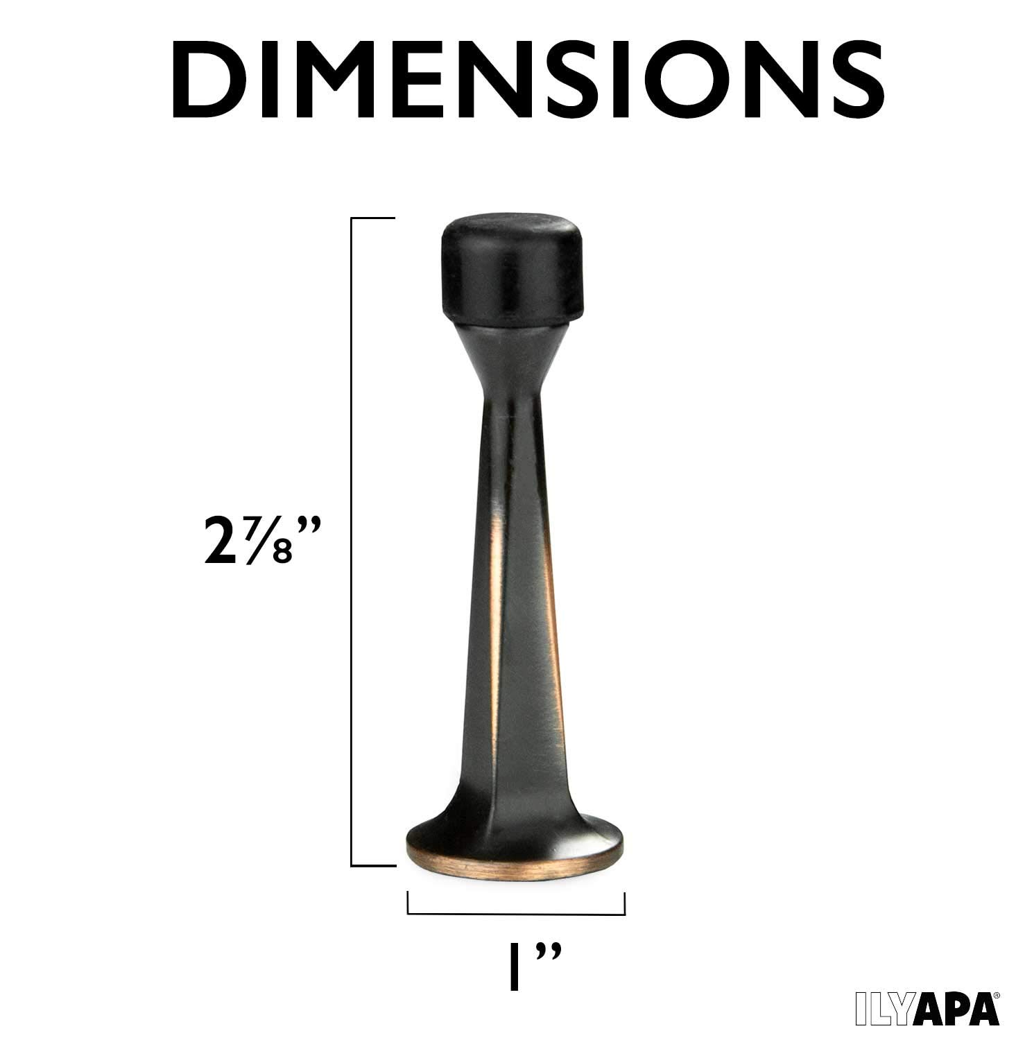 10 Pack of Door Stops Oil Rubbed Bronze - 3 1/4 Inch Heavy Duty Door Stop with Rubber Bumper
