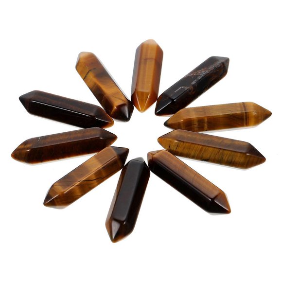 10pcs Exquisite Tiger's-eye Pillars Multi-function Energy Stones Decorative Chakra Stones