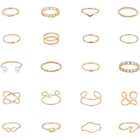 20 Pcs Knuckle Rings Stackable Rings for DIY Women Gold Ladies Vintage Rings Set Knuckle Rings Tribal Accessory for DIY Wedding Party Prom