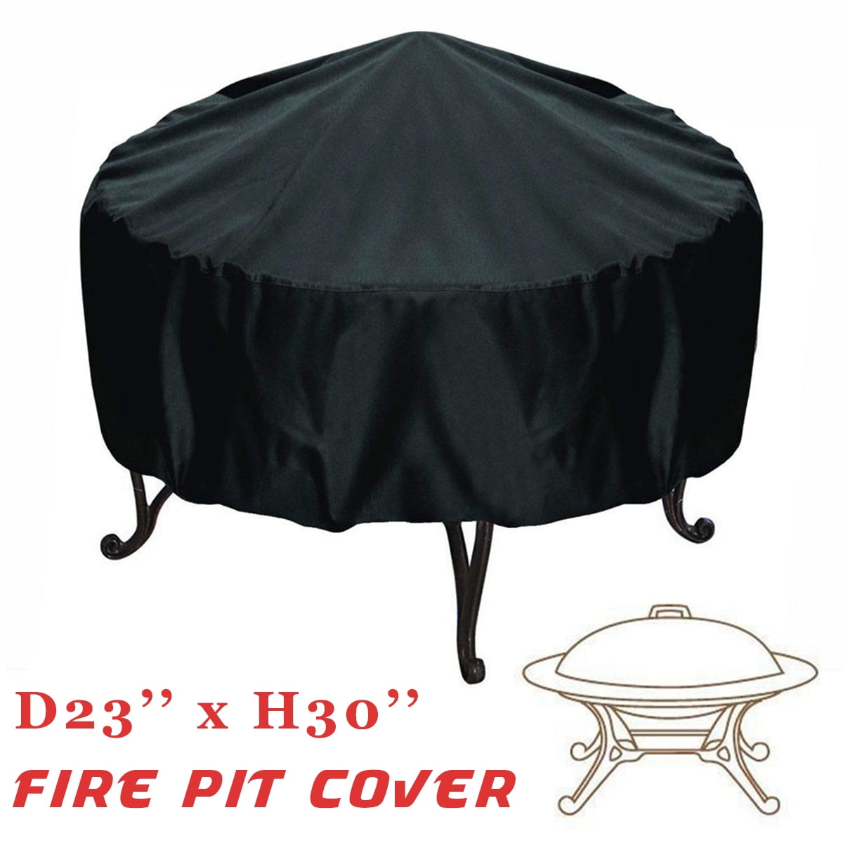 Patio Round Fire Pit Cover Waterproof UV Protector Grill BBQ Cover Outdoor Yard 