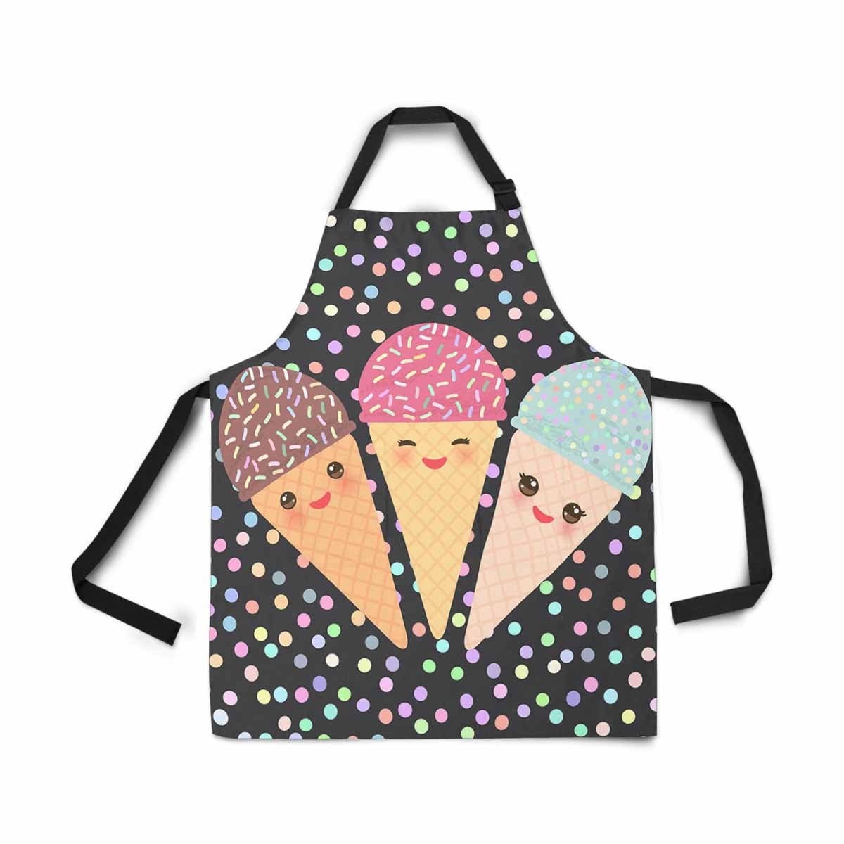 ASHLEIGH Kawaii Mint Raspberry Chocolate Ice Cream Polka Dot Adjustable Bib Apron for Women Men Girls Chef with Pockets Novelty Kitchen Apron for Cooking Baking Gardening Pet Grooming Cleaning