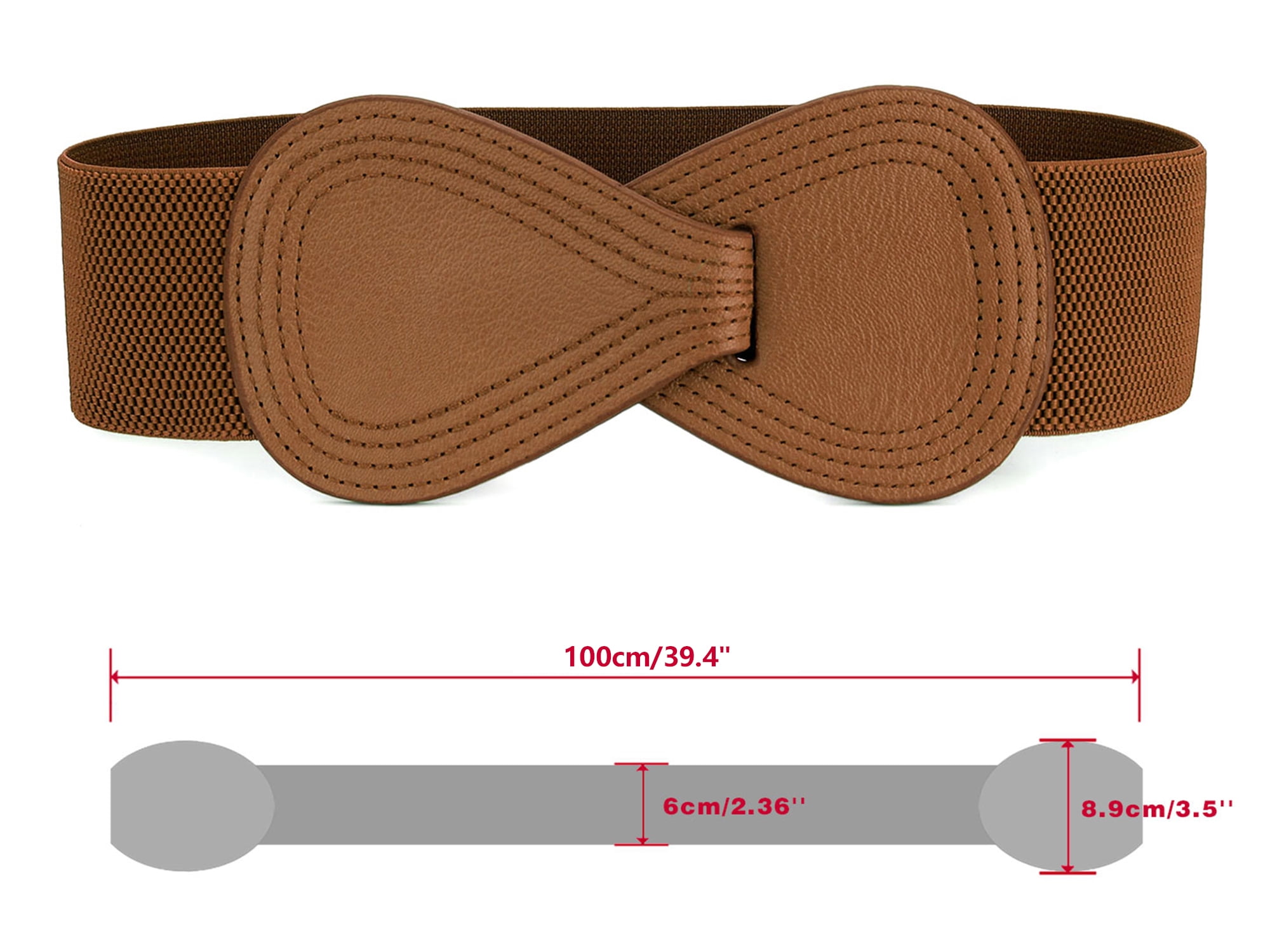DARING DIVA Women's Plus Size Buckle Waist Belt 2 Pcs 39.4"x2.36" Black & Coffee