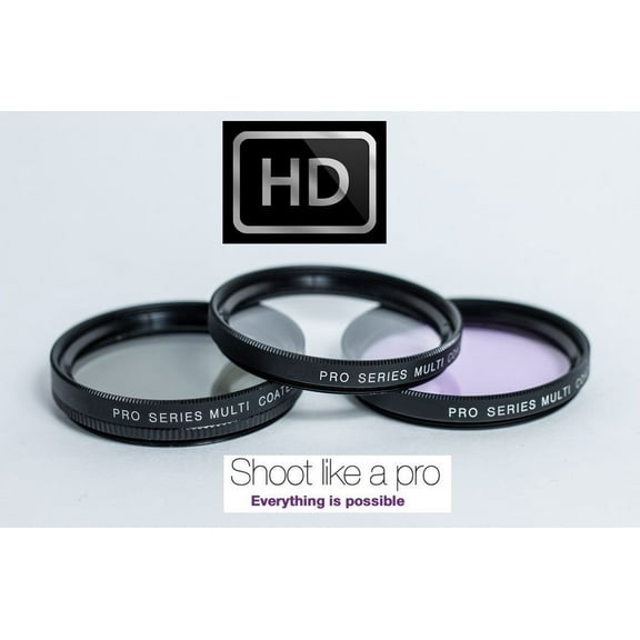 UV POLARIZER FLD 3PC HD GLASS FILTER KIT FOR CANON EOS M EF-M 22mm STM KIT (43mm compatible)