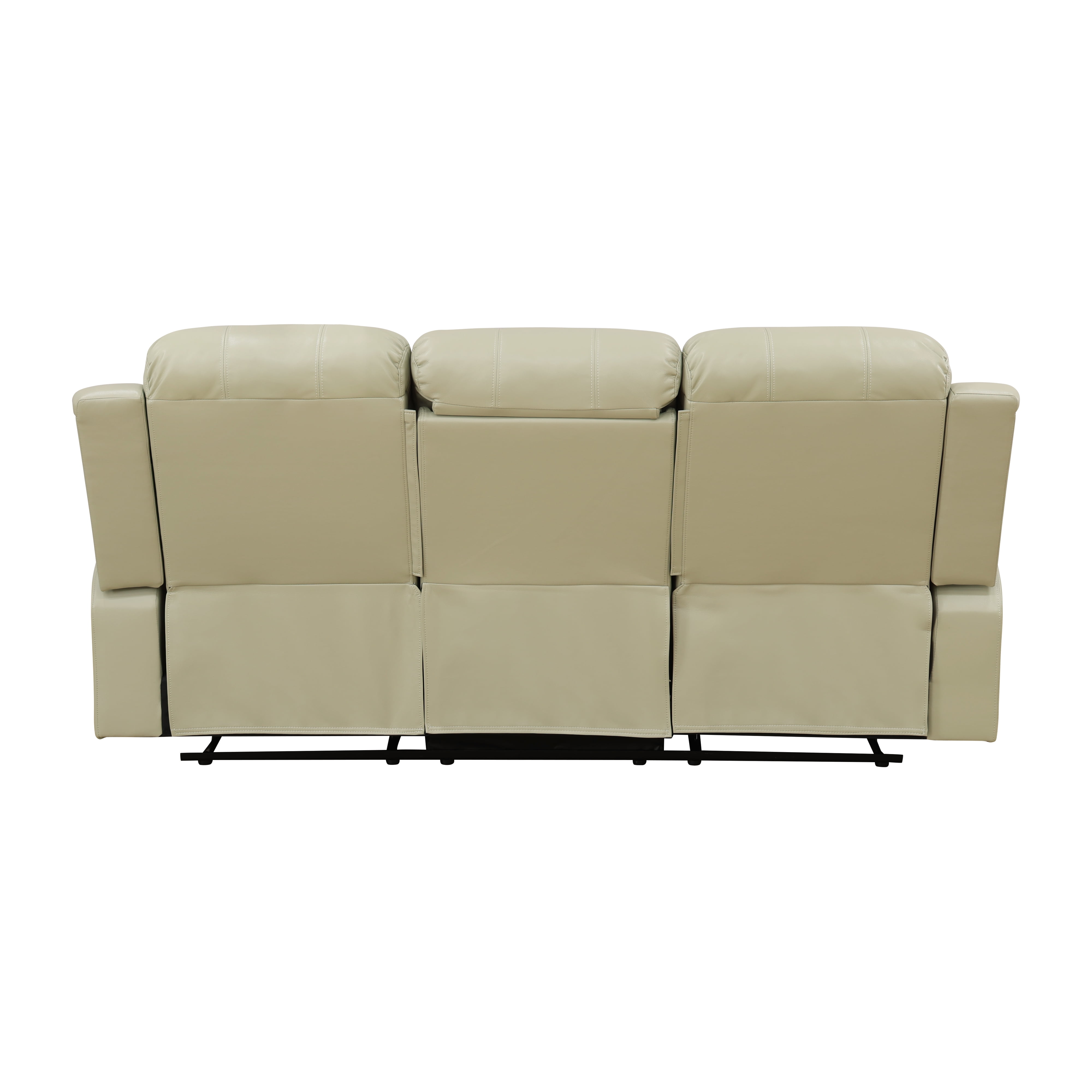 MAYEERTY Leather Recliner Sofa, 3-Seater Reclining Couch with Reversible Coffee Table, Adjustable Angle, for Living Room, Small Space