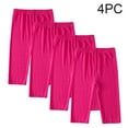 thumbnail image 2 of Timegard Kids Clothes 4pc Girls Capris Leggings Slim Comfy Homewear Solid Color Children Cropped Pants, 2 of 6