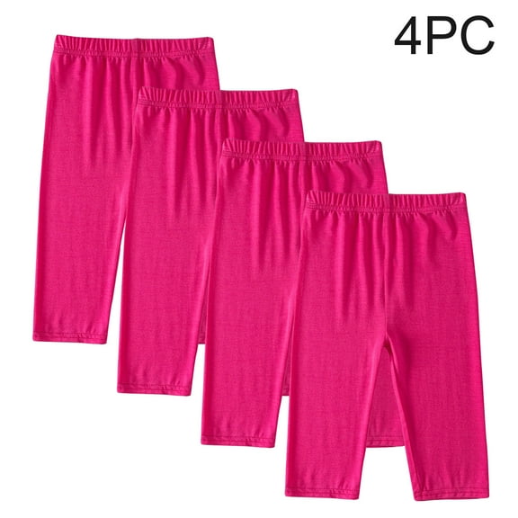 Mifsaly 4 Pack toddler Girls Capri Leggings Soft Stretch High Waist Dance Yoga Capris Kids Summer Casual Base Layer Undershorts