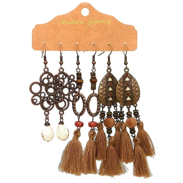 Pendientes Bohemios Con Borlas De Cuentas Retro Para Mujer, Pendientes Étnicos, Joyería, Pendientes Colgantes Bohemios Vintage Para Fiestas, Vacaciones Y Uso Diario matsuzay AP006280-06