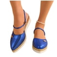 thumbnail image 4 of HomeDM Womens Wedge Sandals Espadrilles Flatform Closed Pointy Toe Slingback Slip-On Comfortable Casual Summer Wedges Shoes, Blue Size 7, 4 of 9