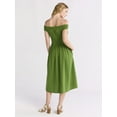 thumbnail image 3 of Time and Tru Women's Cotton Off the Shoulder Midi Dress, Sizes XS-XXXL, 3 of 4