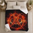 thumbnail image 5 of Crossed drumsticks snare fire black red Flannel Blanket for bedroom music room studio living room percussion Home Decor fiery soundwave rhythm art Gift for drummers, 5 of 9