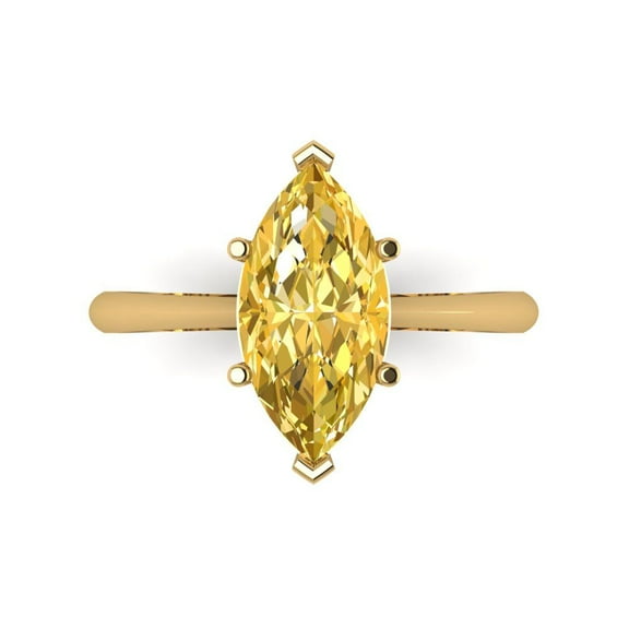 2.5 ctw Solitaire Anniversary Ring for Women | Marquise Cut Natural Citrine | Hyperallergenic Solid 14K Yellow Gold