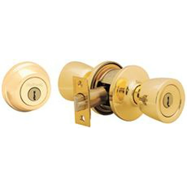 Kwikset Entry And Deadbolt Lockset Polished Brass, Keyed Alike