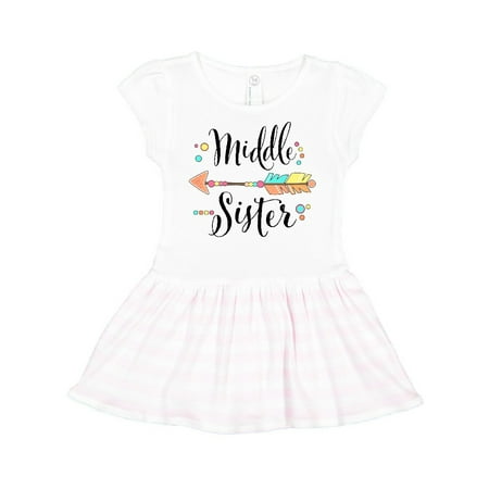 

Inktastic Middle Sister- dots and arrow Gift Toddler Girl Dress