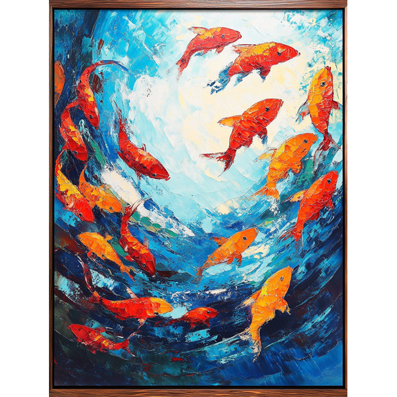 Koi Fish Painting Decorative Art/Canvas Print, Suitable for Living Room, Bedroom, Office, Dining Room, Hallway, Kitchen, Study Room, Conference Room, Bathroom Decor.