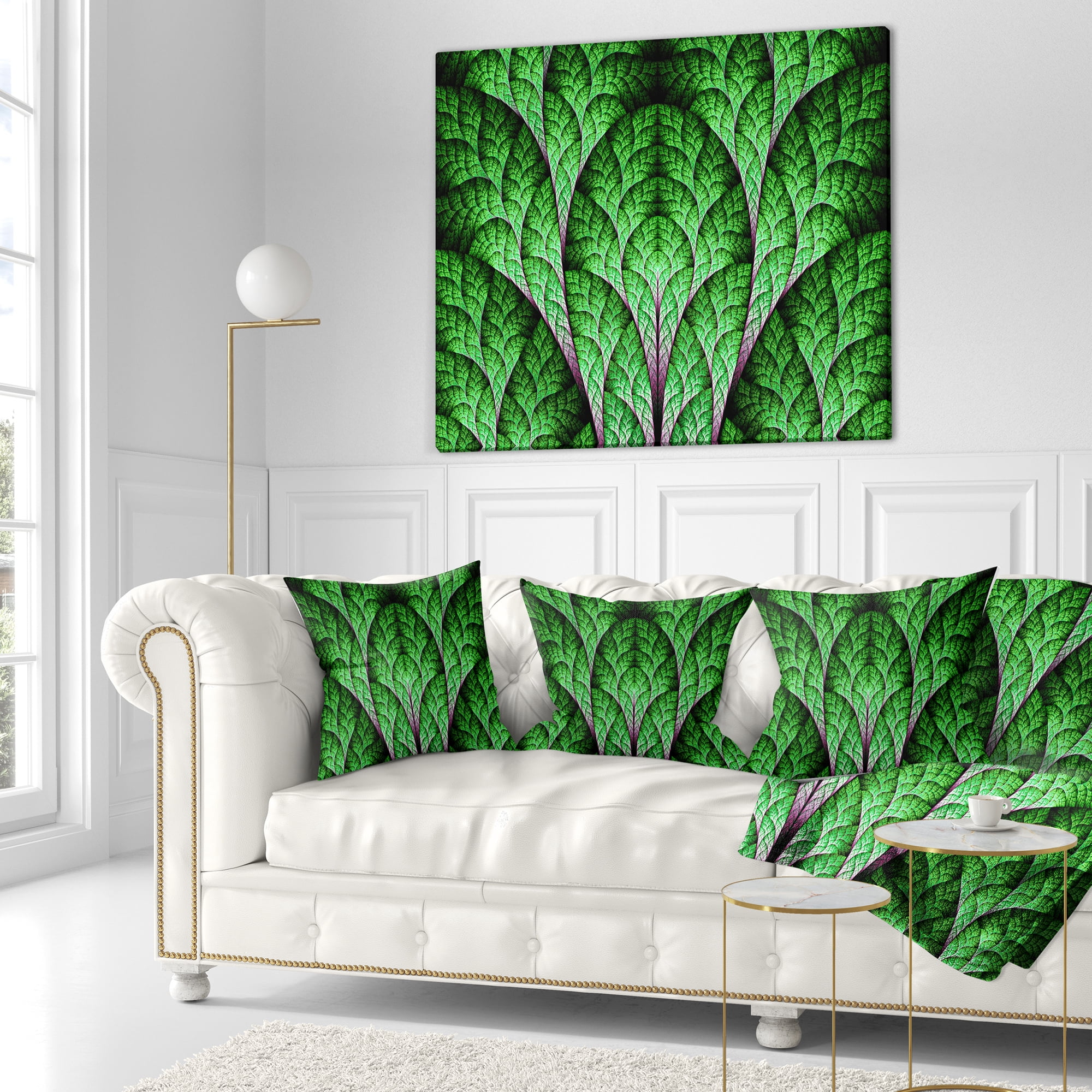 Designart Exotic Green Biological Organism - Abstract Throw Pillow - 16x16