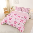 thumbnail image 2 of Erosebridal Pink Cute Bow Queen Comforter Set For Girls,Kawaii Blossom Flowers Kids Bedding Comforter Set,Pink Reversible,3pcs, 2 of 7