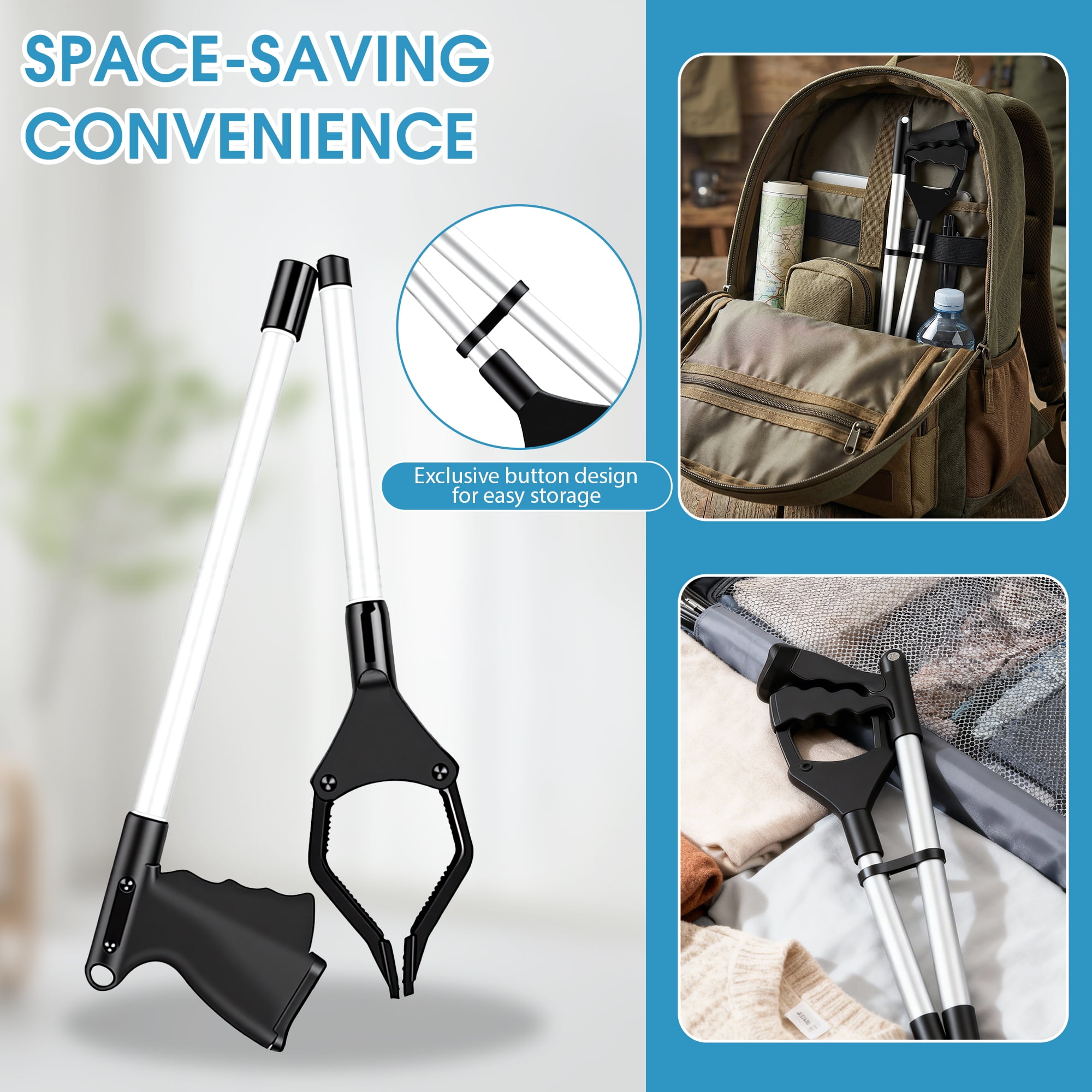 32" Grabber Reaching Tool, Grabber Reaching Assist Pick up Tool for Elderly, Lightweight Foldable Trash Claw Grabber Reaching Assist Tool Litter Picker for Trash Pick Up