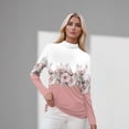 thumbnail image 4 of Cute Sweatshirts For Women Mock Neck Long Sleeve Basic Cute Fall Shirts Dressy Casual Lightweight Work Blouse Undershirt Daily Casual Top Light pink 2XL, 4 of 5