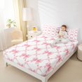 thumbnail image 3 of Manfei Watercolor Bow Full Size Sheets For Girls,Pink Ribbon Bowknot Bed Sheets For Kids,4 Pieces, 3 of 6