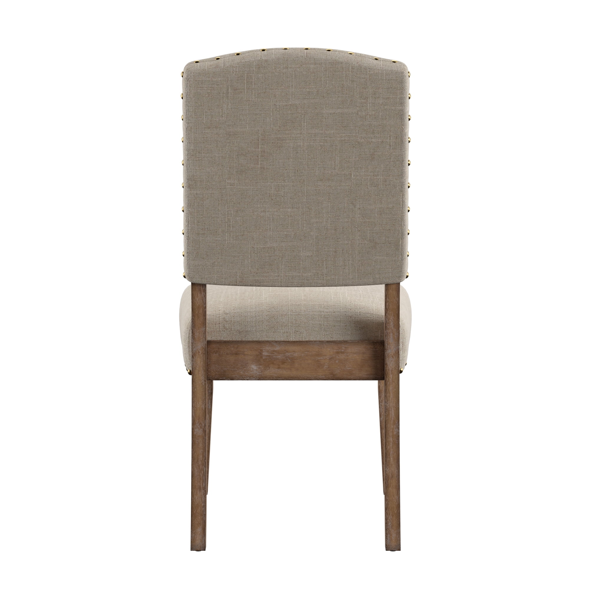 Weston Home Nailhead Upholstered and Wood Dining Chair, Set of 2, Beige Linen
