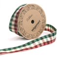 thumbnail image 4 of Plaid Ribbon - Christmas Ribbon 5/8 Inch X 20 Yards Spool with Layered Gold Edge, Gingham Fabric Ribbon for Christmas Crafts Gift Wrapping (Burgundy & Gold Checkered), 4 of 7
